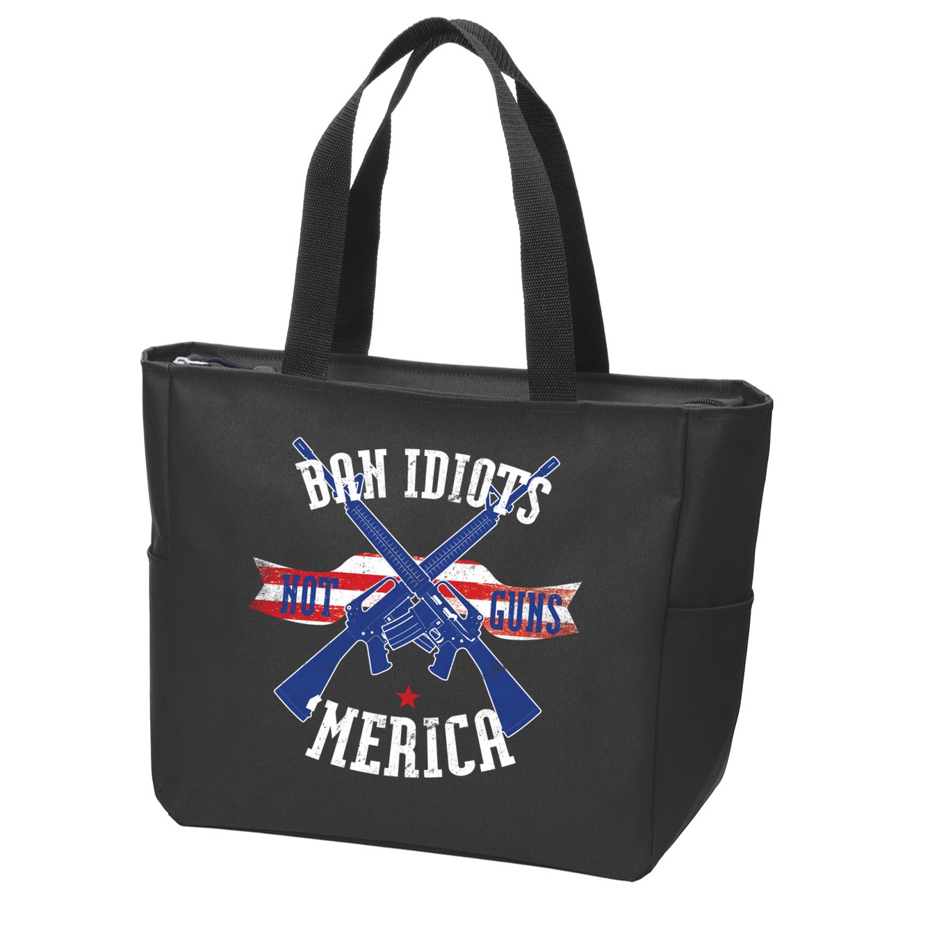 Ban Idiots Not Guns Merica Zip Tote Bag