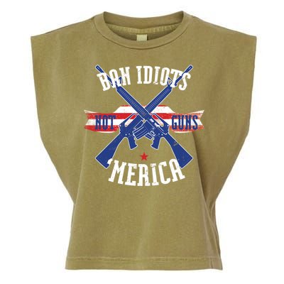 Ban Idiots Not Guns Merica Garment-Dyed Women's Muscle Tee