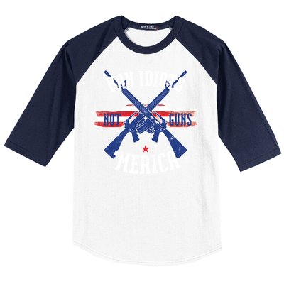 Ban Idiots Not Guns Merica Baseball Sleeve Shirt