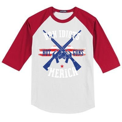 Ban Idiots Not Guns Merica Kids Colorblock Raglan Jersey