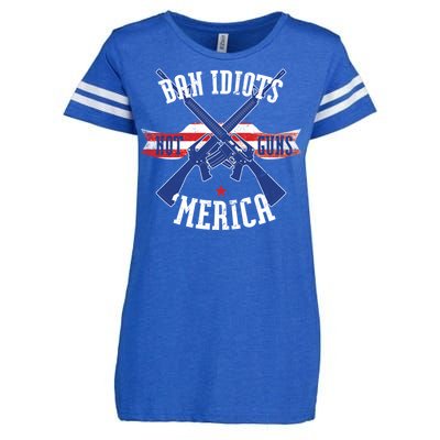 Ban Idiots Not Guns Merica Enza Ladies Jersey Football T-Shirt