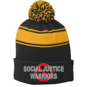 Ban Social Justice Warriors Stripe Pom Pom Beanie