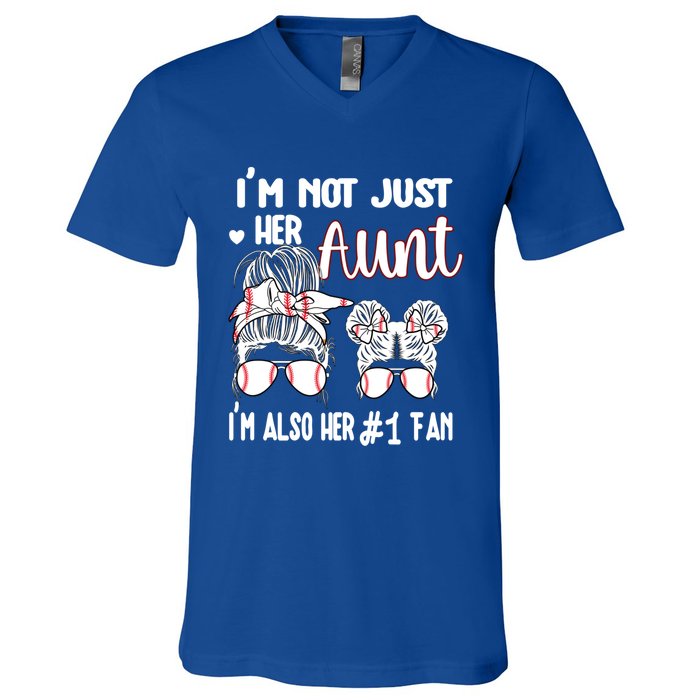 Baseball Aunt Niece Baseball Fan Baseball Auntie Gift V-Neck T-Shirt