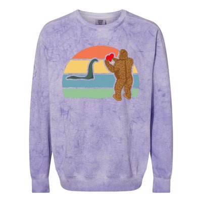 Bigfoot And Nessie Love Valentine's Day Love Colorblast Crewneck Sweatshirt