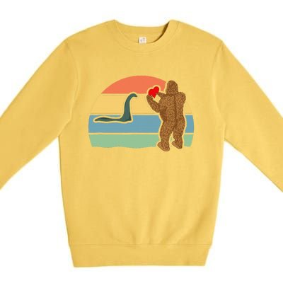 Bigfoot And Nessie Love Valentine's Day Love Premium Crewneck Sweatshirt