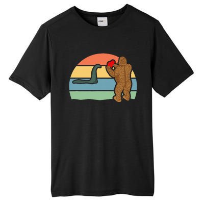 Bigfoot And Nessie Love Valentine's Day Love Tall Fusion ChromaSoft Performance T-Shirt