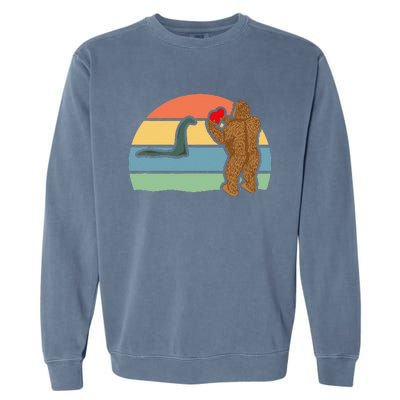 Bigfoot And Nessie Love Valentine's Day Love Garment-Dyed Sweatshirt