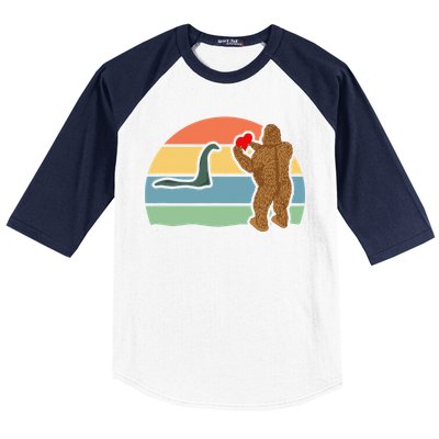 Bigfoot And Nessie Love Valentine's Day Love Baseball Sleeve Shirt