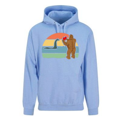 Bigfoot And Nessie Love Valentine's Day Love Unisex Surf Hoodie