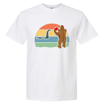 Bigfoot And Nessie Love Valentine's Day Love Garment-Dyed Heavyweight T-Shirt