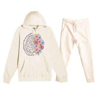 Brain Anatomy Nurse Blooming Flowers Nursing Anatomical Gift Cool Gift Premium Hooded Sweatsuit Set