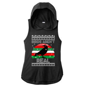 Bird Are Not Real Conspiracy Ugly Christmas Sweater Ladies PosiCharge Tri-Blend Wicking Draft Hoodie Tank