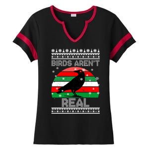 Bird Are Not Real Conspiracy Ugly Christmas Sweater Ladies Halftime Notch Neck Tee