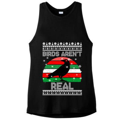 Bird Are Not Real Conspiracy Ugly Christmas Sweater Ladies PosiCharge Tri-Blend Wicking Tank