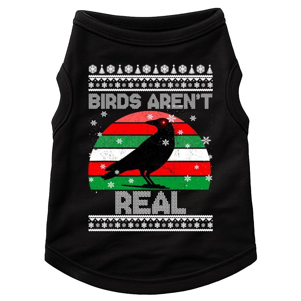 Bird Are Not Real Conspiracy Ugly Christmas Sweater Doggie Tank