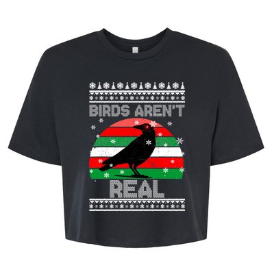 Bird Are Not Real Conspiracy Ugly Christmas Sweater Bella+Canvas Jersey Crop Tee