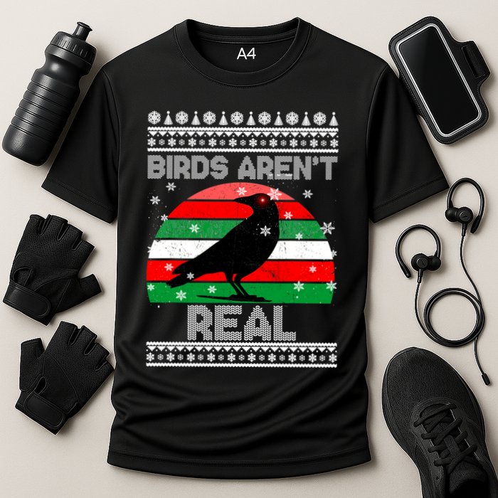Bird Are Not Real Conspiracy Ugly Christmas Sweater Cooling Performance Crew T-Shirt