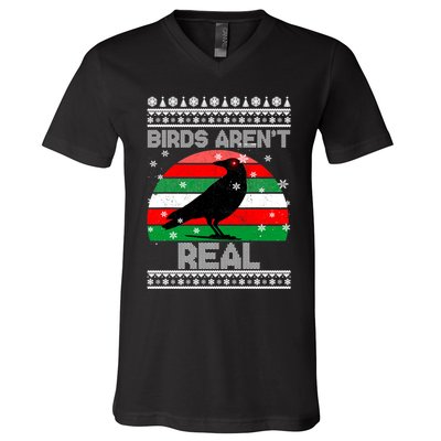 Bird Are Not Real Conspiracy Ugly Christmas Sweater V-Neck T-Shirt