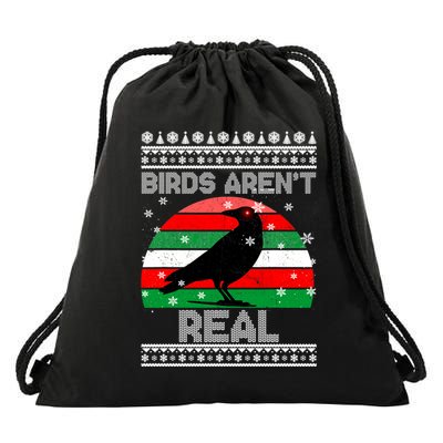 Bird Are Not Real Conspiracy Ugly Christmas Sweater Drawstring Bag