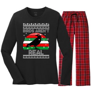 Bird Are Not Real Conspiracy Ugly Christmas Sweater Women's Long Sleeve Flannel Pajama Set 