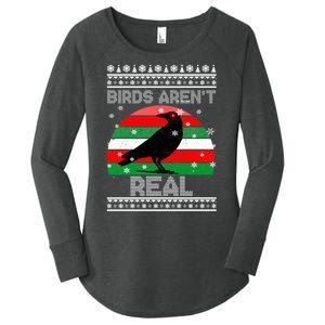 Bird Are Not Real Conspiracy Ugly Christmas Sweater Women's Perfect Tri Tunic Long Sleeve Shirt