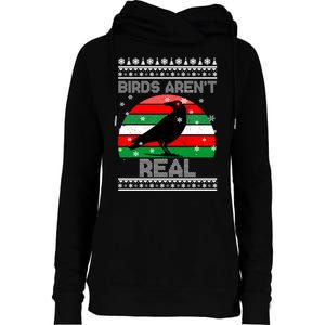 Bird Are Not Real Conspiracy Ugly Christmas Sweater Womens Funnel Neck Pullover Hood