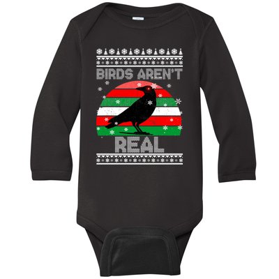 Bird Are Not Real Conspiracy Ugly Christmas Sweater Baby Long Sleeve Bodysuit