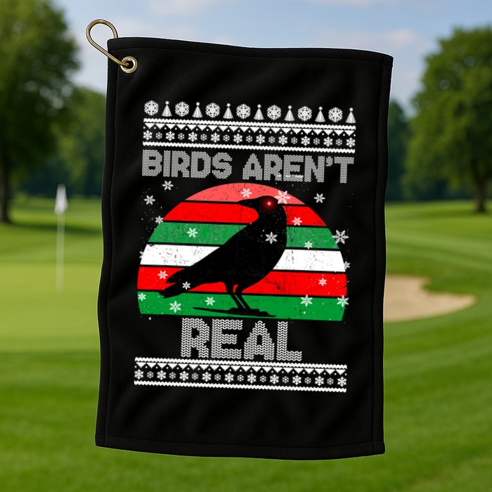 Bird Are Not Real Conspiracy Ugly Christmas Sweater Golf Towel