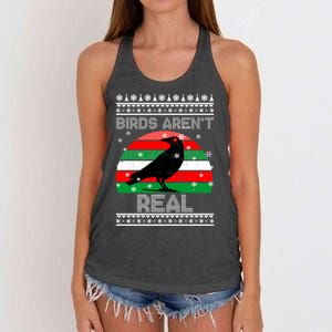 Bird Are Not Real Conspiracy Ugly Christmas Sweater Women's Knotted Racerback Tank