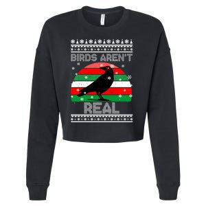 Bird Are Not Real Conspiracy Ugly Christmas Sweater Cropped Pullover Crew