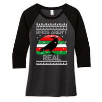 Bird Are Not Real Conspiracy Ugly Christmas Sweater Women's Tri-Blend 3/4-Sleeve Raglan Shirt