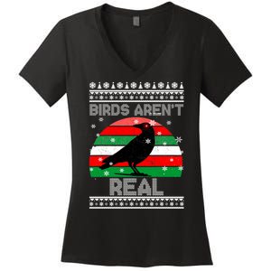 Bird Are Not Real Conspiracy Ugly Christmas Sweater Women's V-Neck T-Shirt