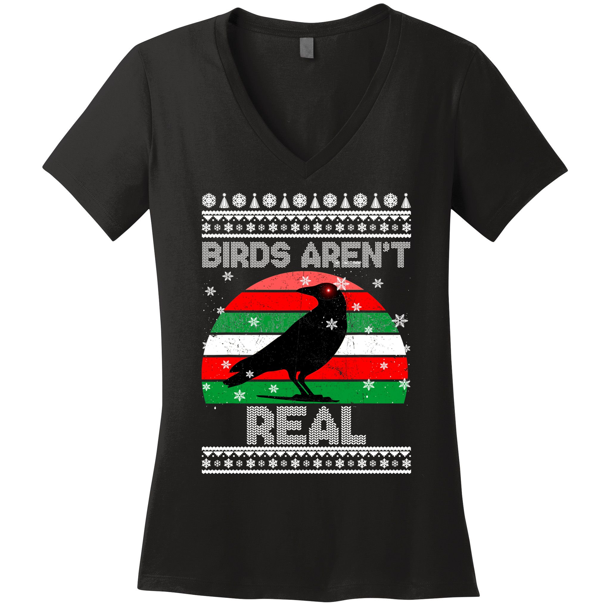 Bird Are Not Real Conspiracy Ugly Christmas Sweater Women's V-Neck T-Shirt