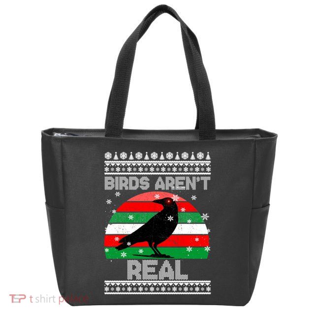 Bird Are Not Real Conspiracy Ugly Christmas Sweater Zip Tote Bag
