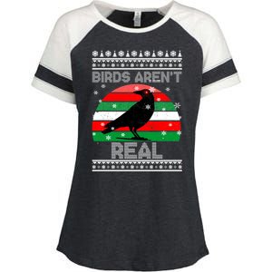 Bird Are Not Real Conspiracy Ugly Christmas Sweater Enza Ladies Jersey Colorblock Tee