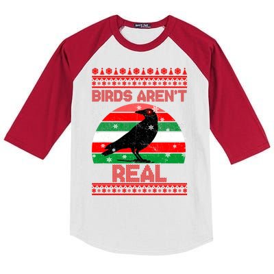 Bird Are Not Real Conspiracy Ugly Christmas Sweater Kids Colorblock Raglan Jersey