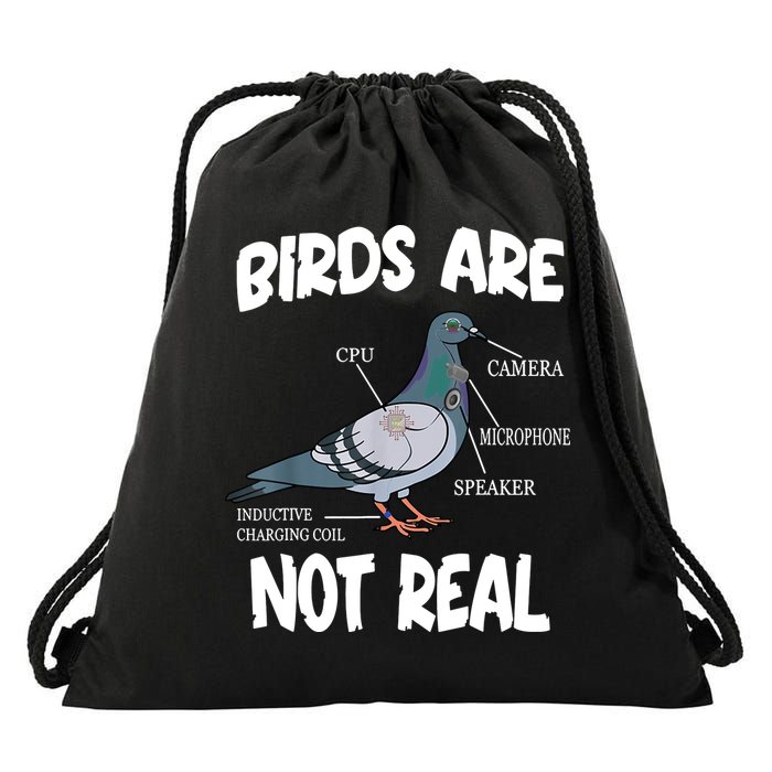 Birds Are Not Real Diagram Drawstring Bag