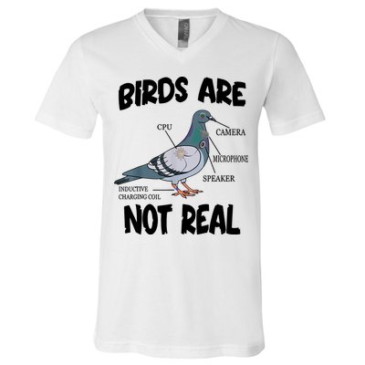 Birds Are Not Real Diagram V-Neck T-Shirt