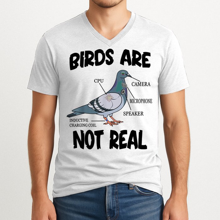 Birds Are Not Real Diagram V-Neck T-Shirt