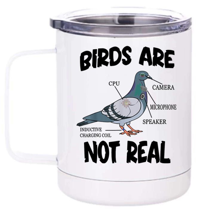 Birds Are Not Real Diagram 12 oz Stainless Steel Tumbler Cup