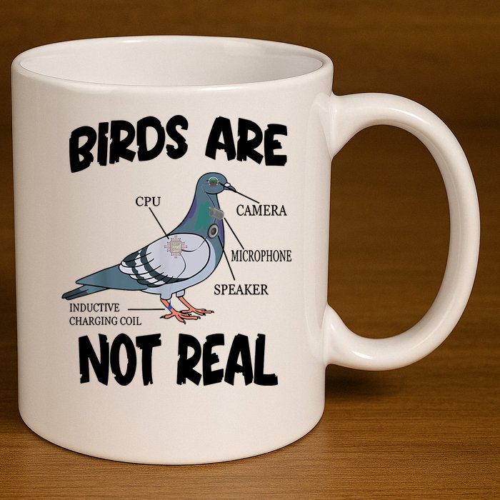 Birds Are Not Real Diagram 11oz C Handle Ceramic Mug