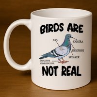 Birds Are Not Real Diagram 11oz C Handle Ceramic Mug