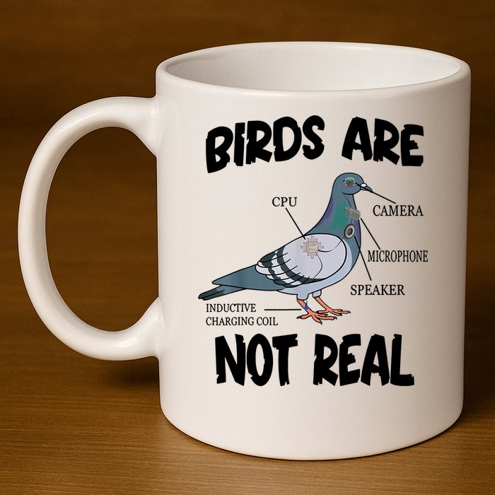 Birds Are Not Real Diagram 11oz C Handle Ceramic Mug