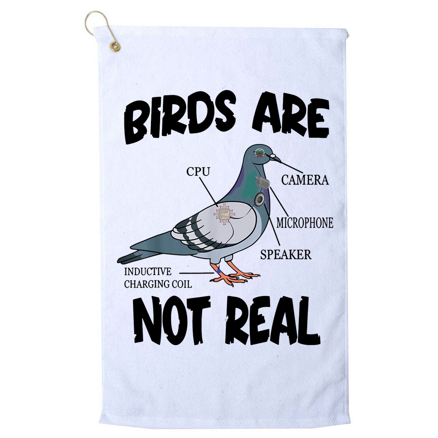 Birds Are Not Real Diagram Golf Towel