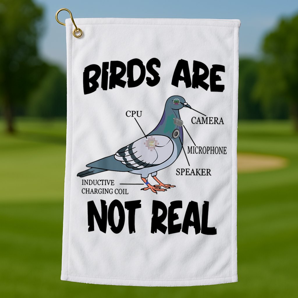Birds Are Not Real Diagram Golf Towel
