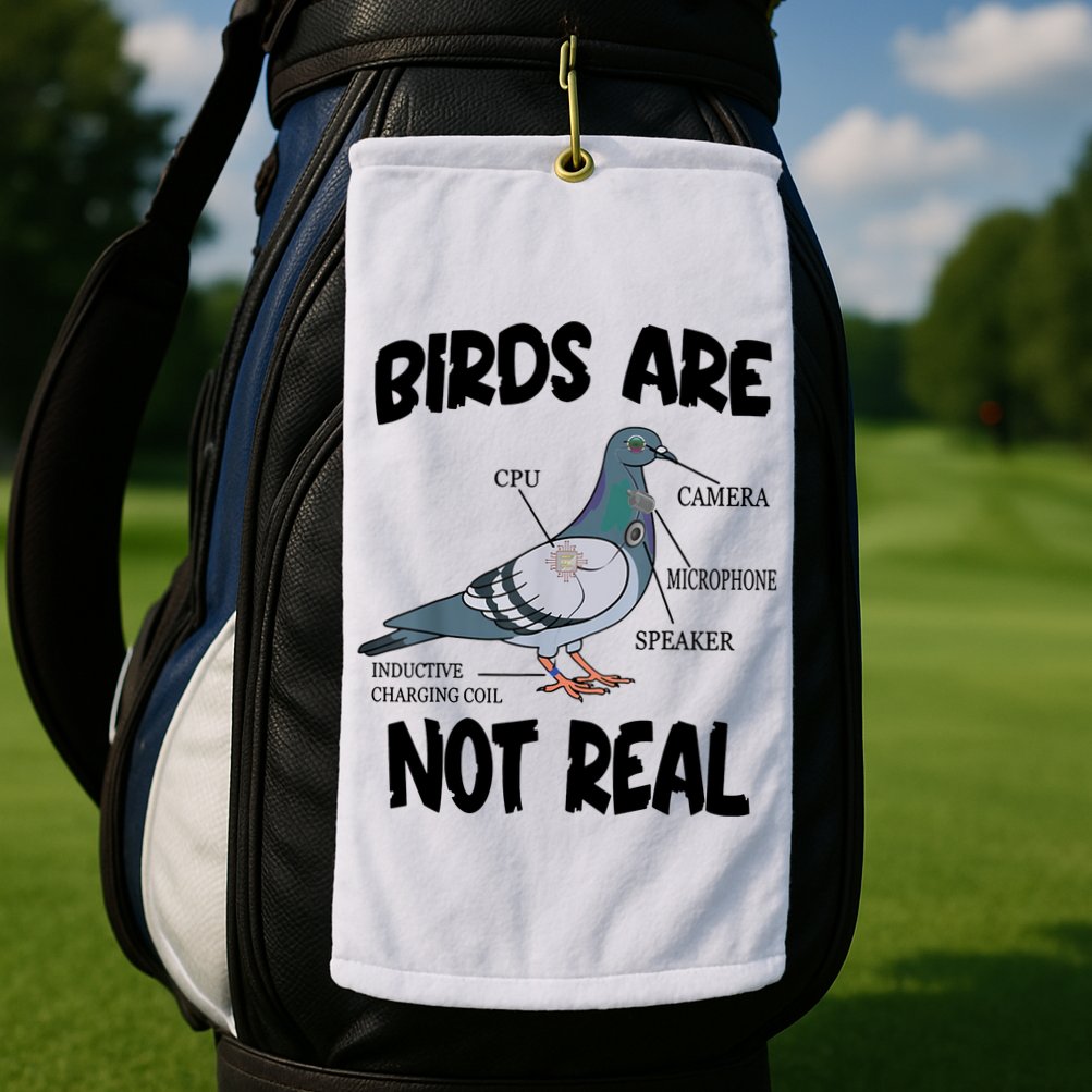 Birds Are Not Real Diagram Golf Towel