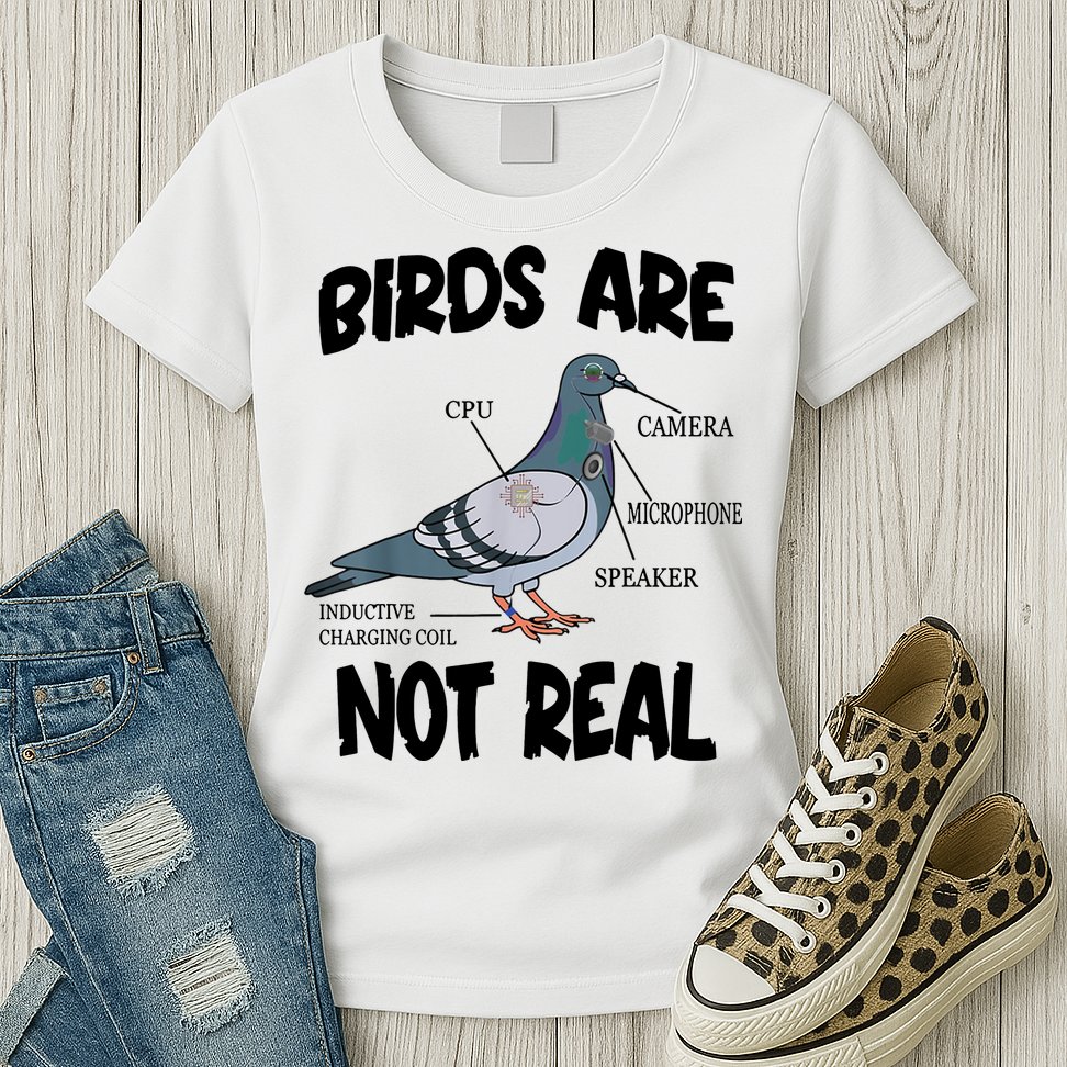 Birds Are Not Real Diagram Womens T-Shirt
