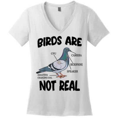 Birds Are Not Real Diagram Women's V-Neck T-Shirt