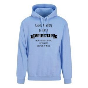 Being A Nurse Is Easy Funny Sarcastic Nursing Gift Unisex Surf Hoodie