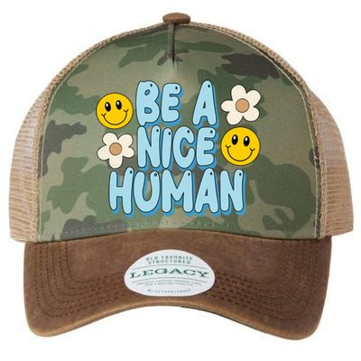 Be A Nice Human Cute Smile Retro Legacy Tie Dye Trucker Hat